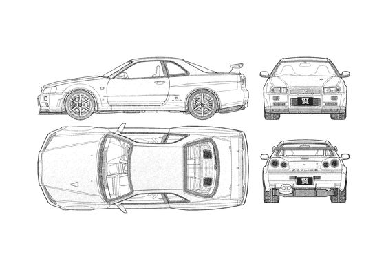 Download Drawing Nissan Skyline Gt R R34 V Spec Ii Coupe 02 In Ai Pdf Png Svg Formats