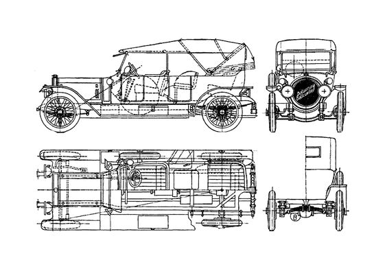 Blueprint Delaunay Belleville 45 Sedan 1908