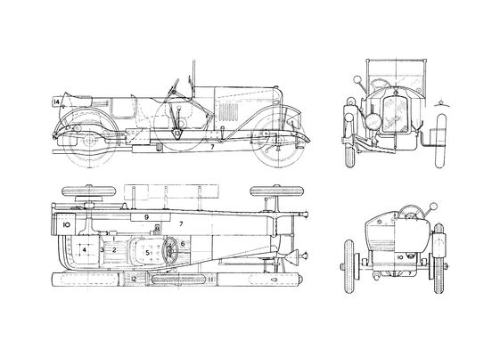 Blueprint Vauxhall 30/98 E-Type Cabriolet 1924